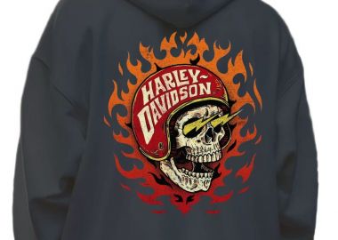 Hoodie Harley Davidson Skull Pop Culture Black - Pop Culture - 