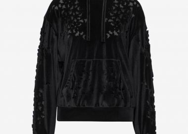 Hoodie in Black Velour - Cutcuutur - 
