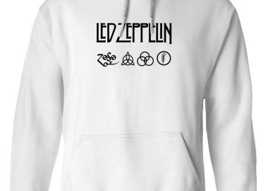 Hoodie Led Zeppelin Logo Art Rock Avenue White - Rock Avenue - 