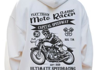 Hoodie Moto Racer Pop Culture White - Pop Culture - 