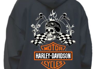 Hoodie Motor Cycles Hd Pop Culture Black - Pop Culture - 