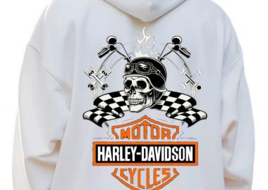 Hoodie Motor Cycles Hd Pop Culture White - Pop Culture - 