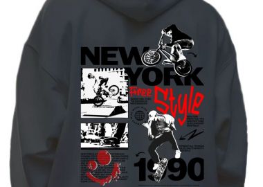 Hoodie New York Freestyle Pop Culture Black - Pop Culture - 