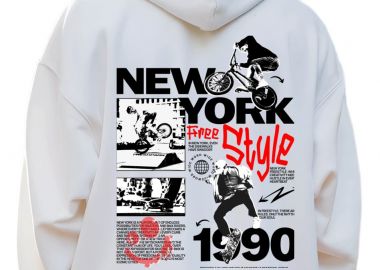 Hoodie New York Freestyle Pop Culture White - Pop Culture - 
