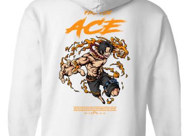 Hoodie One Piece Ace Pop Culture White - Pop Culture - 