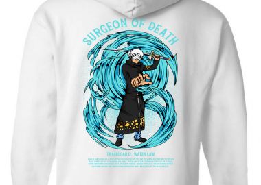 Hoodie One Piece Law Pop Culture White - Pop Culture - 