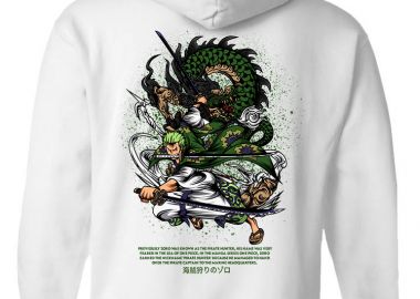 Hoodie One Piece Roronoa Zoro Pop Culture White - Pop Culture - 