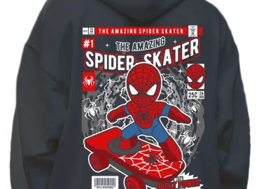 Hoodie Spiderman Skateboard Pop Culture Black - Pop Culture - 