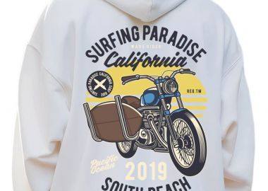 Hoodie Surfboard Ride Pop Culture White - Pop Culture - 