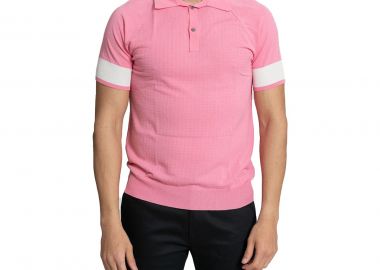 HOSIO Ανδρικό Ροζ Two Button Polo T-Shirt - HOSIO - 