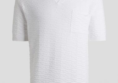 HUGO Ανδρικό Λευκό Knitted Jacquard Shirt - HUGO - 