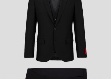 HUGO Ανδρικό Μαύρο Three Piece Slim Fit Suit In Black - HUGO - 