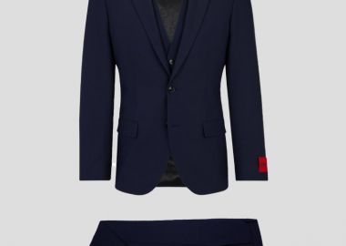 HUGO Ανδρικό Μπλε Three Piece Slim Fit Suit In Blue - HUGO - 