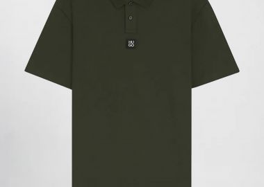 Hugo Boss ανδρική μπλούζα πόλο μονόχρωμη με logo patch Regular Fit 