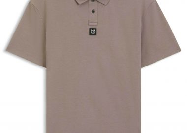 Hugo Boss ανδρική μπλούζα πόλο μονόχρωμη με logo patch Regular Fit 