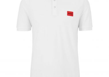 Hugo Boss ανδρική μπλούζα πόλο μονόχρωμη με λογότυπο 