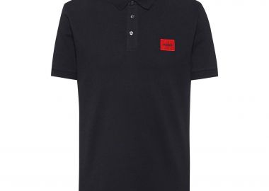 Hugo Boss ανδρική μπλούζα πόλο μονόχρωμη με λογότυπο 
