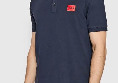 Hugo Boss ανδρική μπλούζα πόλο μονόχρωμη με λογότυπο 