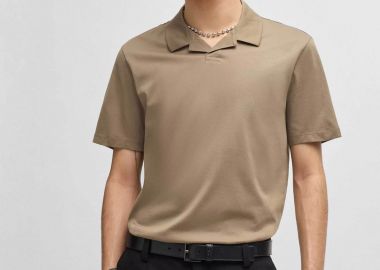 Hugo Boss ανδρική μπλούζα πόλο μονόχρωμη Slim Fit 