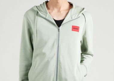 Hugo Boss ανδρική ζακέτα φούτερ με κουκούλα και contrast logo patch Regular Fit 