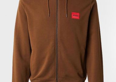 Hugo Boss ανδρική ζακέτα φούτερ με κουκούλα και contrast logo patch Regular Fit 