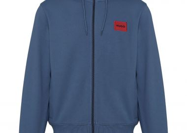 Hugo Boss ανδρική ζακέτα φούτερ με κουκούλα και contrast logo patch Regular Fit 