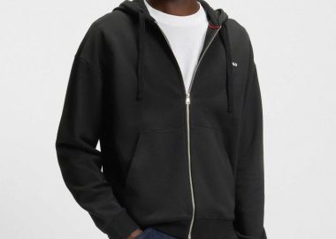Hugo Boss ανδρική ζακέτα φούτερ με κουκούλα Relaxed Fit - 50548651 Μαύρο - HUGO - 