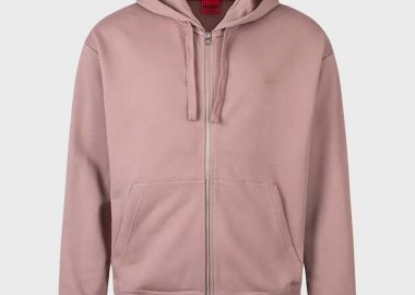 Hugo Boss ανδρική ζακέτα φούτερ με κουκούλα Relaxed Fit - 50548651 Ροζ - HUGO - 