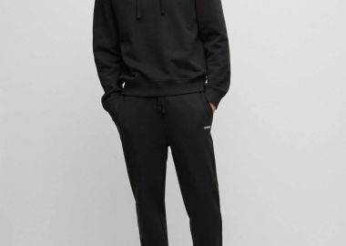 Hugo Boss ανδρικό βαμβακερό παντελόνι φόρμας μονόχρωμο με διακριτικό λογότυπο 