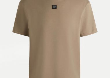 Hugo Boss ανδρικό βαμβακερό T-shirt μονόχρωμο με ανάγλυφο logo patch 