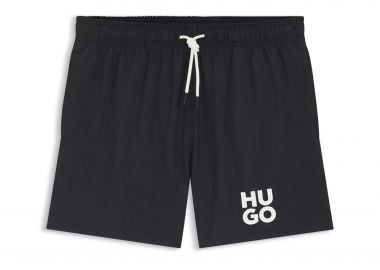 Hugo Boss ανδρικό μαγιό μονόχρωμο με λογότυπο 