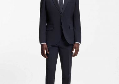 Hugo Boss ανδρικό μάλλινο παντελόνι κοστουμιού - 50540306 Μπλε Σκούρο - HUGO - 