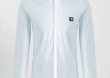 Hugo Boss ανδρικό πουκάμισο μονόχρωμο με logo patch - 50505315 Λευκό - HUGO - 