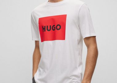 Hugo Boss ανδρικό T-shirt με logo print στο στήθος Regular Fit 