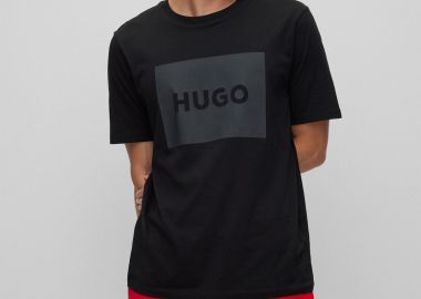 Hugo Boss ανδρικό T-shirt με logo print στο στήθος Regular Fit 