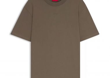 Hugo Boss ανδρικό T-shirt μονόχρωμο βαμβακερό με ανάγλυφο λογότυπο 