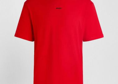 Hugo Boss ανδρικό T-shirt μονόχρωμο βαμβακερό με ανάγλυφο λογότυπο 
