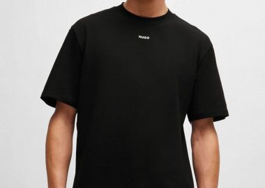 Hugo Boss ανδρικό T-shirt μονόχρωμο βαμβακερό με ανάγλυφο λογότυπο 