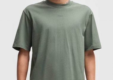 Hugo Boss ανδρικό T-shirt μονόχρωμο βαμβακερό με ανάγλυφο λογότυπο 