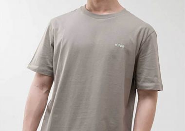 Hugo Boss ανδρικό T-shirt μονόχρωμο με ανάγλυφο λογότυπο Regular Fit 