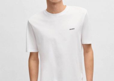 Hugo Boss ανδρικό T-shirt μονόχρωμο με ανάγλυφο λογότυπο Regular Fit 