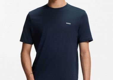 Hugo Boss ανδρικό T-shirt μονόχρωμο με ανάγλυφο λογότυπο Regular Fit 