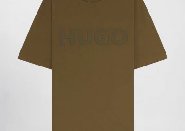Hugo Boss ανδρικό T-shirt μονόχρωμο με λογότυπο - 50525765 Λαδί - HUGO - 