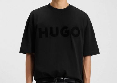 Hugo Boss ανδρικό T-shirt μονόχρωμο με λογότυπο - 50525765 Μαύρο - HUGO - 