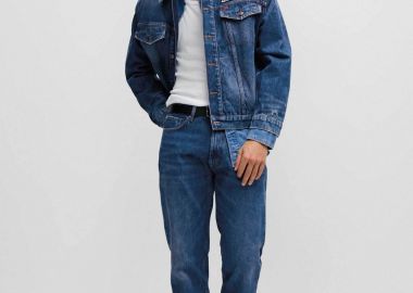 Hugo Boss ανδρικό τζην παντελόνι μονόχρωμο με all-over stonewashed effect 