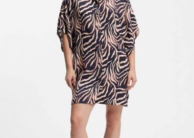 Hugo Boss γυναικείο καφτάνι με print - 50561289 Ασπρόμαυρο - HUGO - 