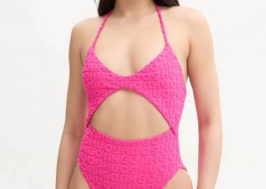 Hugo Boss γυναικείο μαγιό ολόσωμο με cut-out και all-over ανάγλυφο λογότυπο 