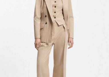 Hugo Boss γυναικείο παντελόνι ριγέ Wide Fit 