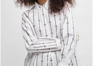 Hugo Boss γυναικείο πουκάμισο με logo stripe pattern Oversized Fit 