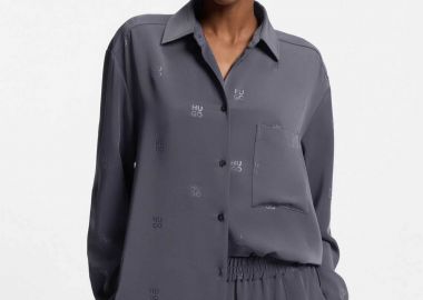 Hugo Boss γυναικείο πουκάμισο oversized με logo print 
